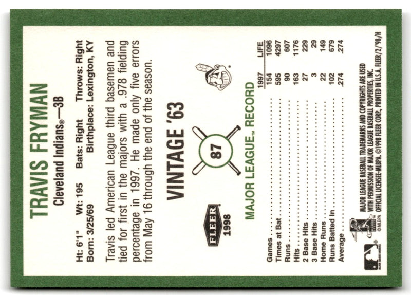 1998 Fleer Tradition Vintage Travis Fryman