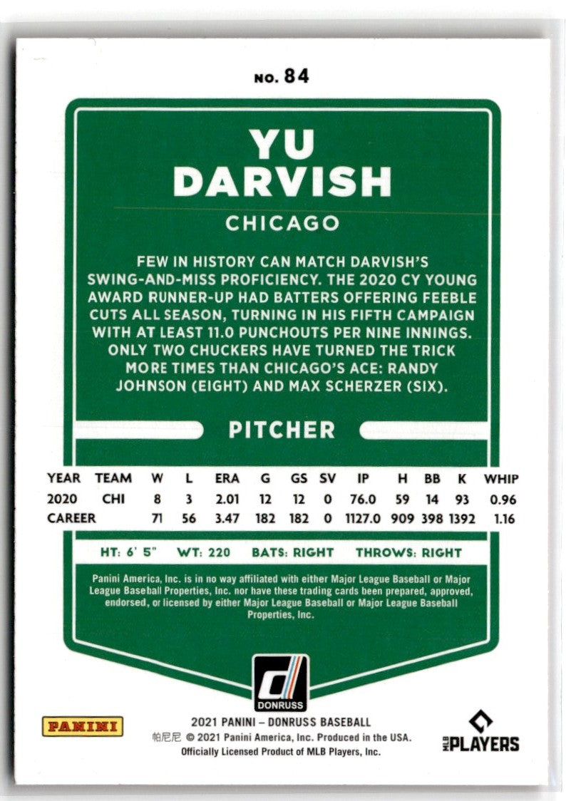 2021 Donruss Holo Red Yu Darvish