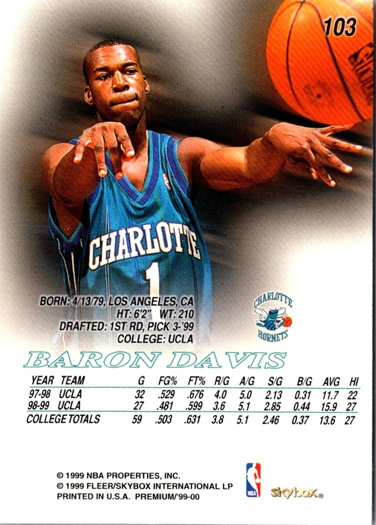 1999 SkyBox Premium Baron Davis