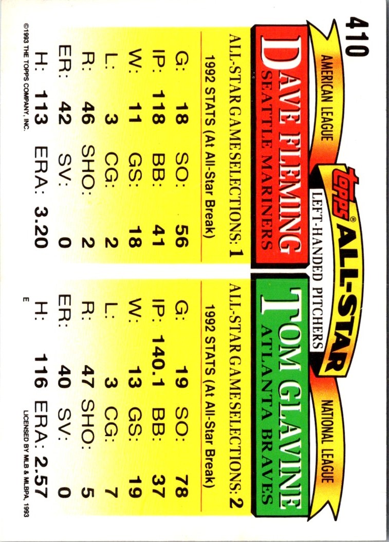 1993 Topps Tom Glavine/Dave Fleming