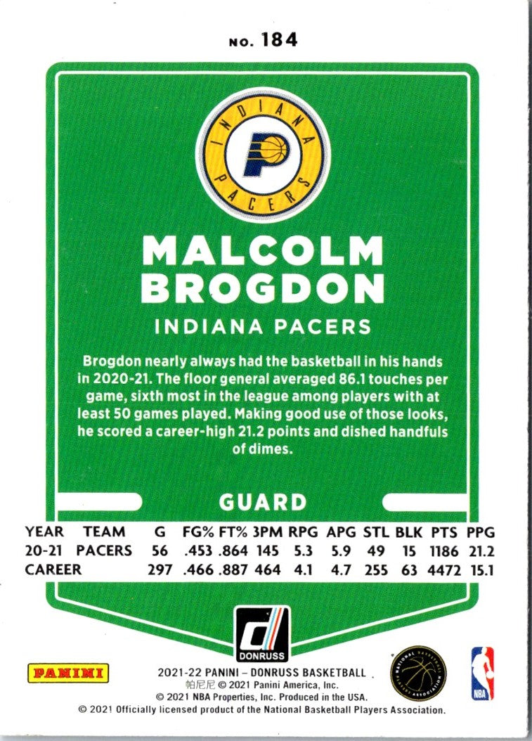 2021 Donruss Malcolm Brogdon