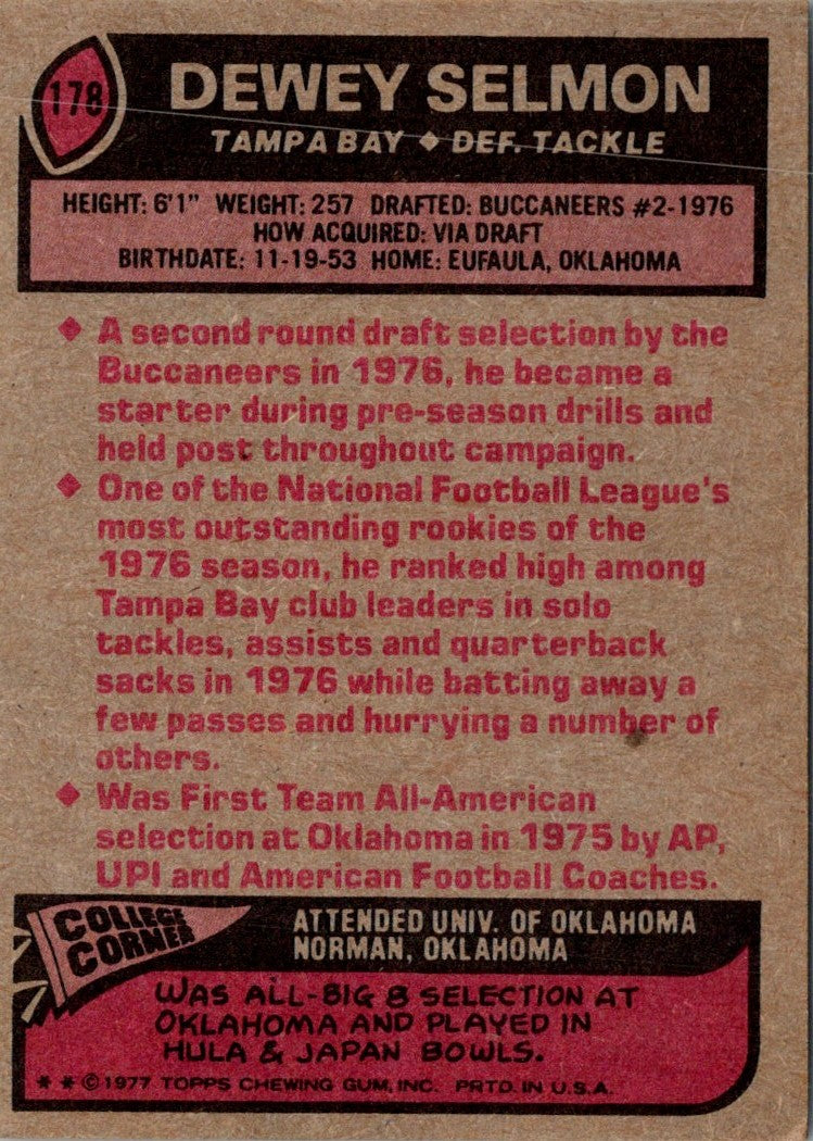 1977 Topps Dewey Selmon