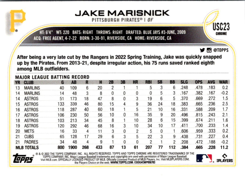 2022 Topps Chrome Update Jake Marisnick