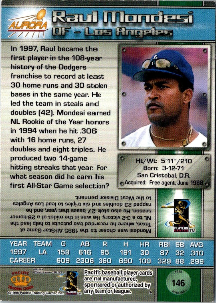 1998 Pacific Aurora Raul Mondesi