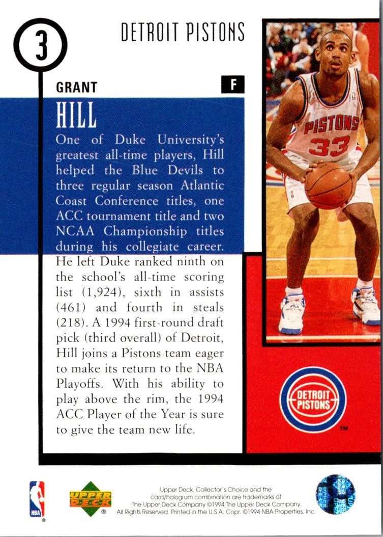 1994 Collector's Choice Draft Trade Grant Hill