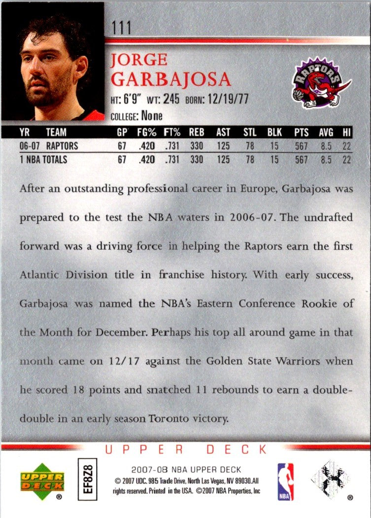 2007 Upper Deck Jorge Garbajosa