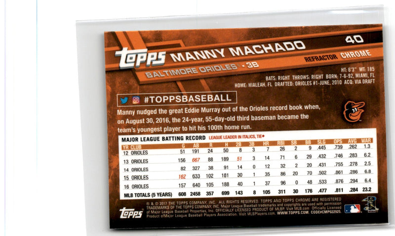 2017 Topps Chrome Manny Machado