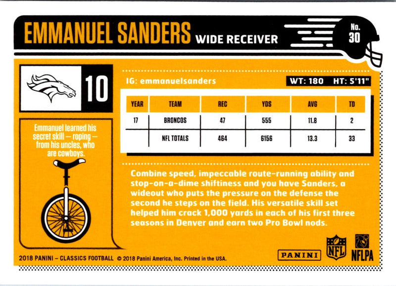 2018 Panini Classics Emmanuel Sanders