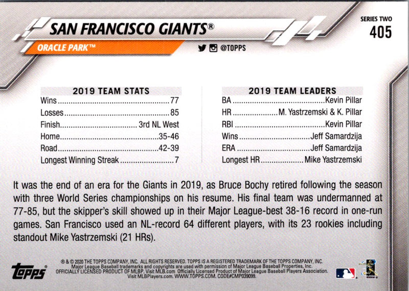 2020 Topps San Francisco Giants