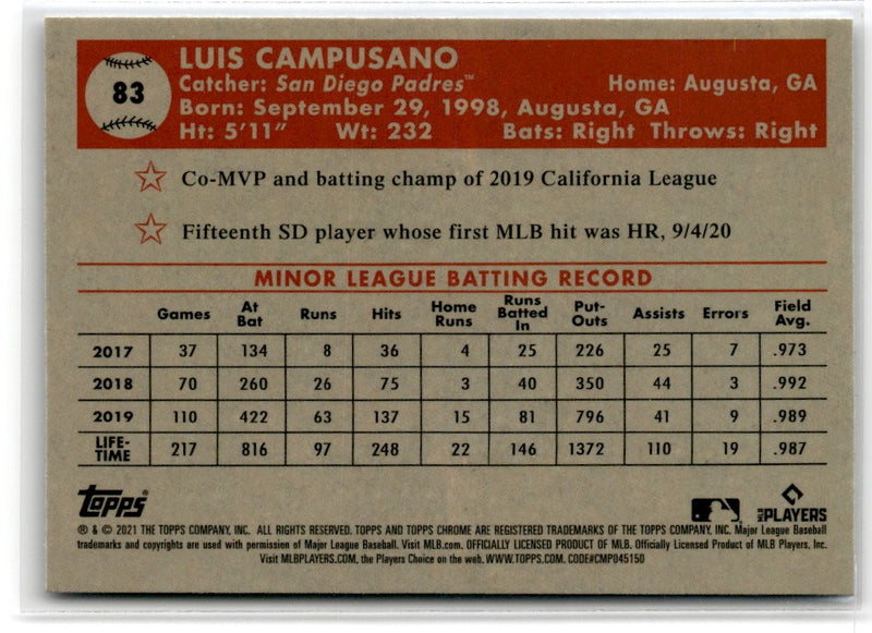 2021 Topps Chrome Platinum Anniversary Luis Campusano