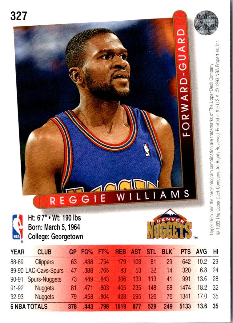 1993 Upper Deck Reggie Williams