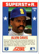 1989 Score Baseball's 100 Hottest Players Alvin Davis