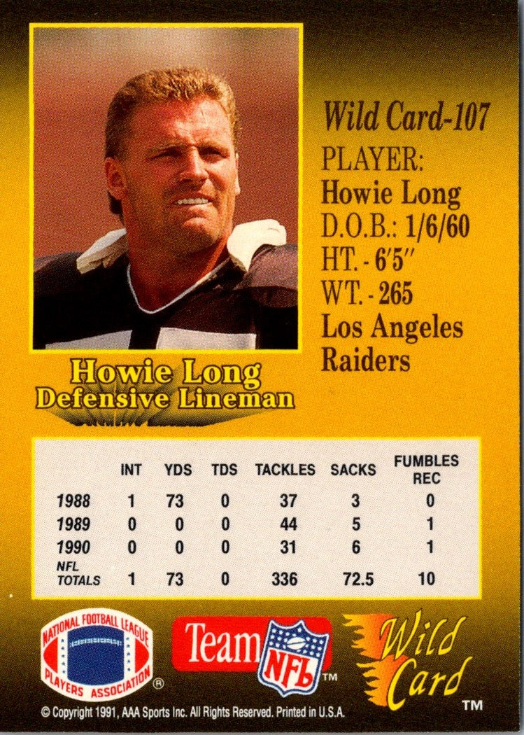 1991 Wild Card 20 Stripe Howie Long