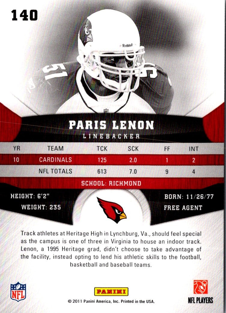 2011 Panini Gridiron Gear Paris Lenon