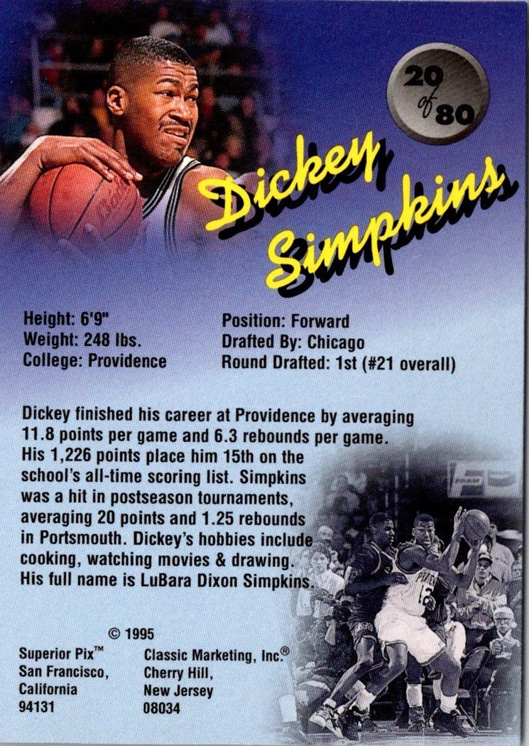 1995 Classic Superior Pix Dickey Simpkins