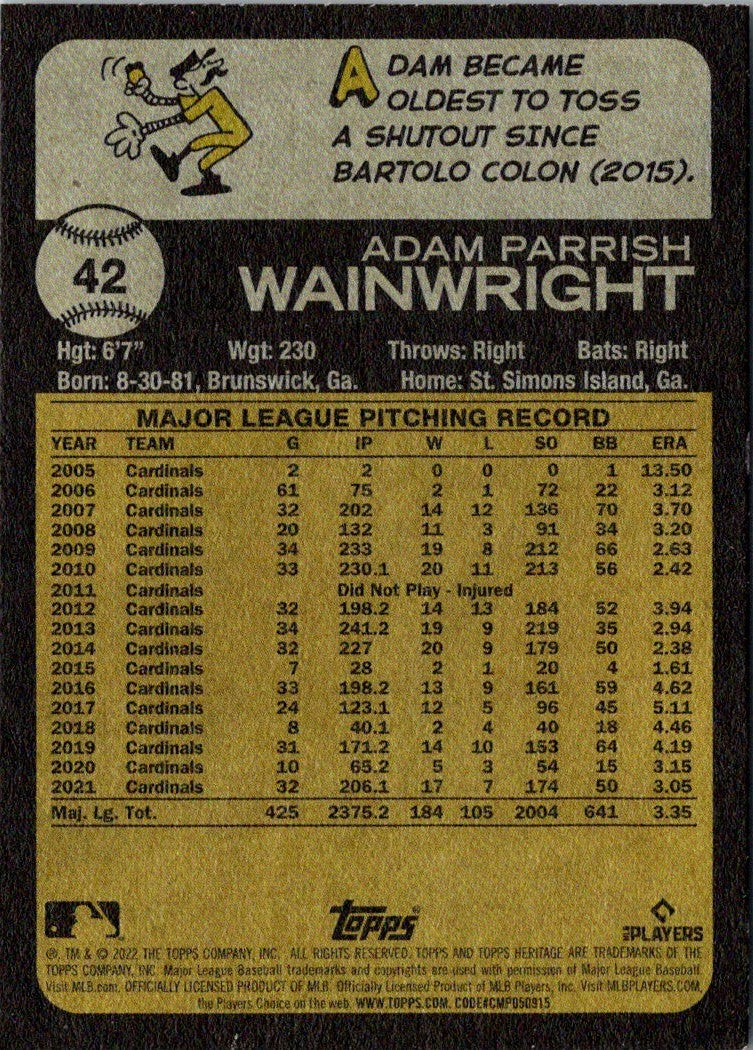 2022 Topps Heritage Adam Wainwright