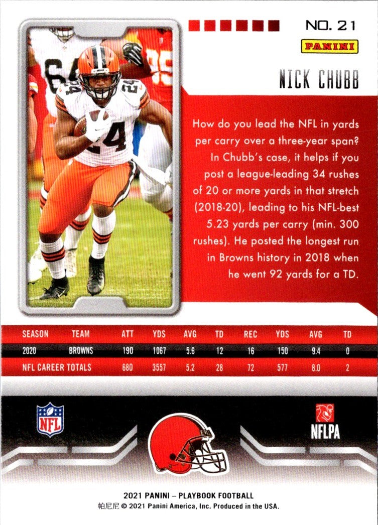 2021 Panini Playbook Nick Chubb