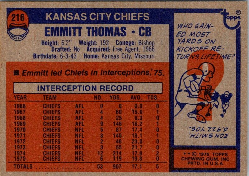 1976 Topps Emmitt Thomas