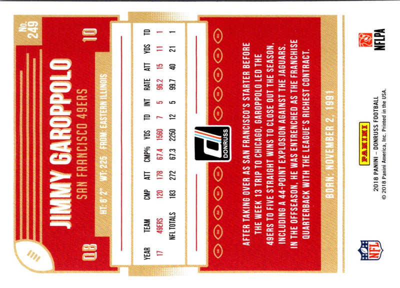 2018 Donruss Jimmy Garoppolo