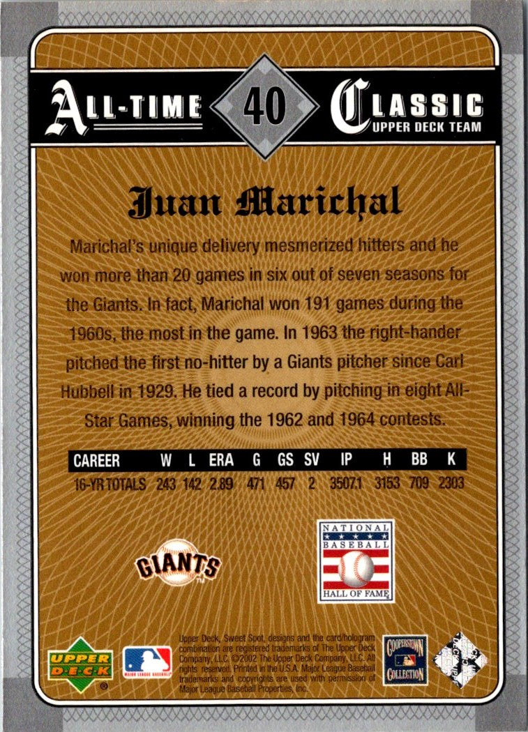 2002 Upper Deck Sweet Spot Classics Juan Marichal