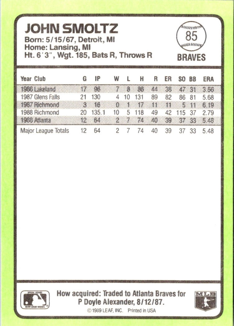 1989 Donruss Baseball's Best John Smoltz