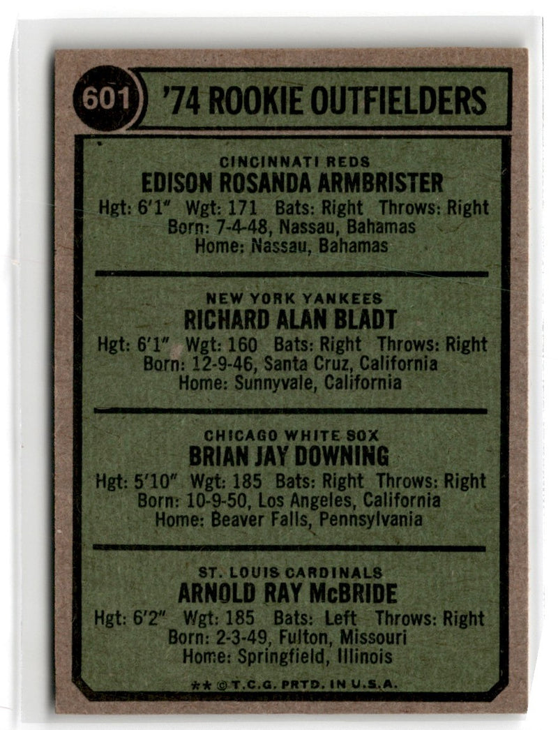 1974 Topps Rookie Outfielders - Ed Armbrister/Rich Bladt/Brian Downing/Bake McBride