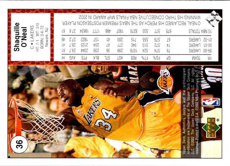 2002 Upper Deck Shaquille O'Neal