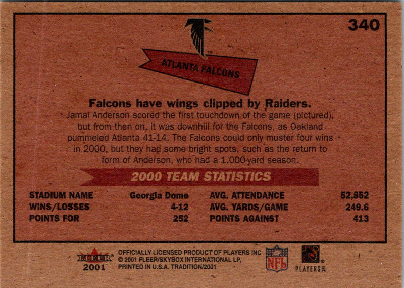 2001 Fleer Tradition Glossy Atlanta Falcons