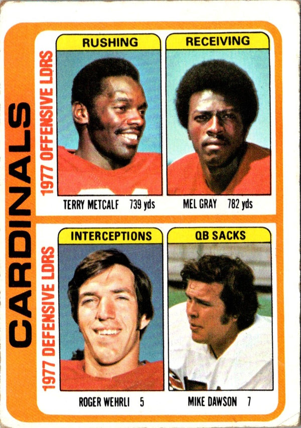 1978 Topps Terry Metcalf/Mel Gray/Roger Wehrli/Mike Dawson #523
