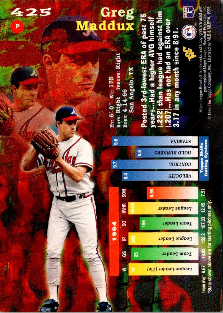 1995 Stadium Club Greg Maddux