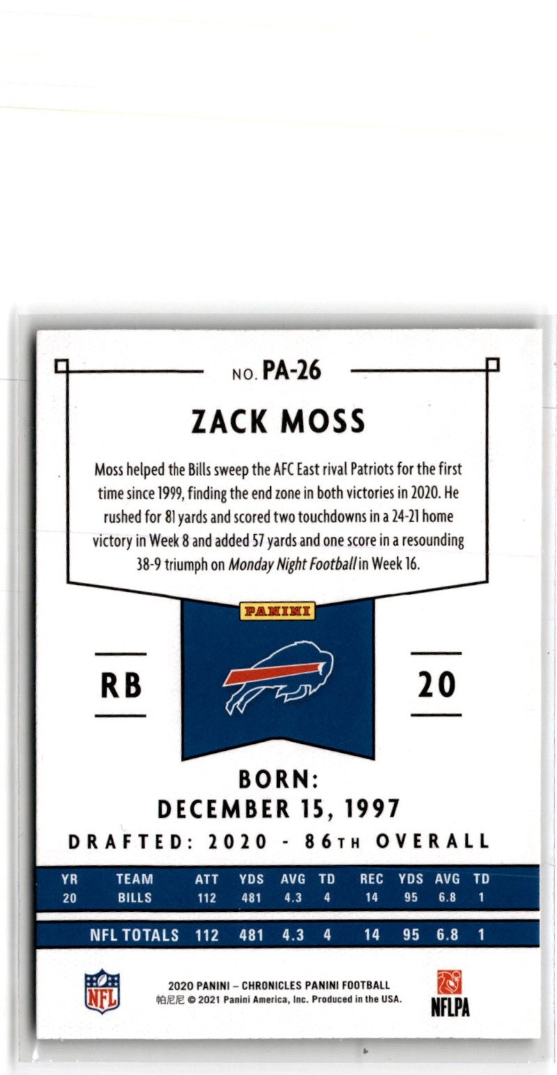 2020 Panini Chronicles Zack Moss