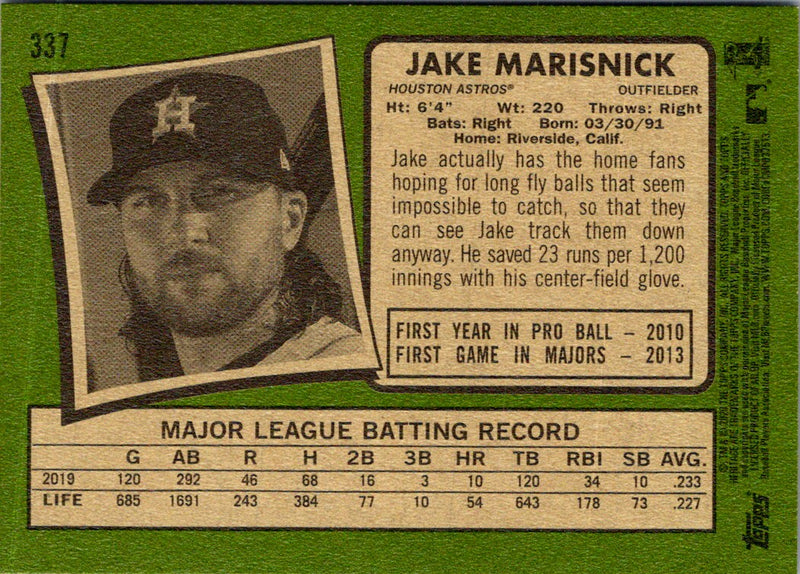 2020 Topps Heritage Jake Marisnick