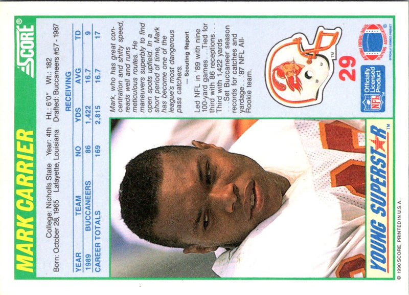 1990 Score Young Superstars Mark Carrier