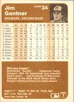 1983 Fleer Jim Gantner #34