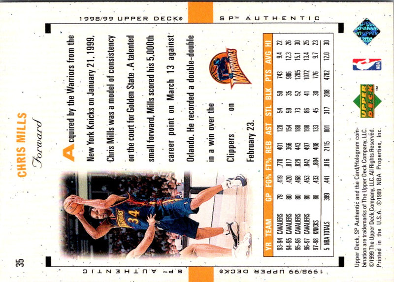 1998 SP Authentic Chris Mills