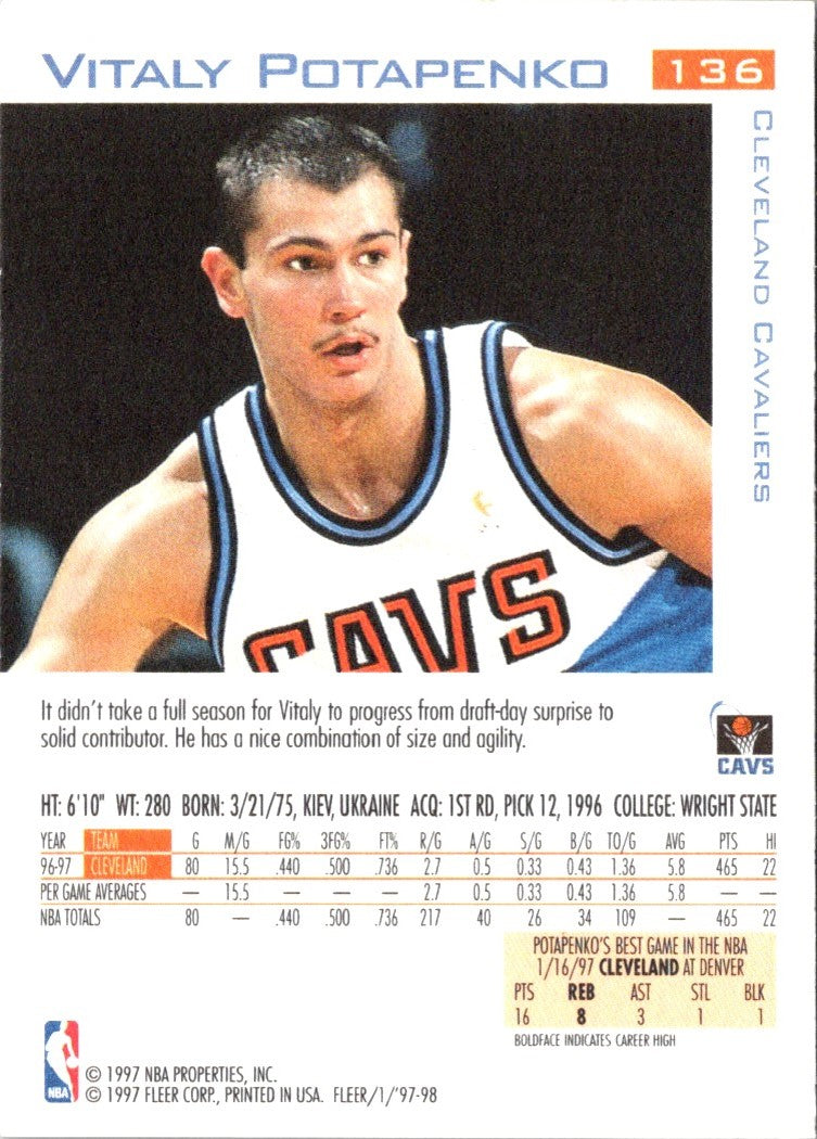 1997 Fleer Vitaly Potapenko