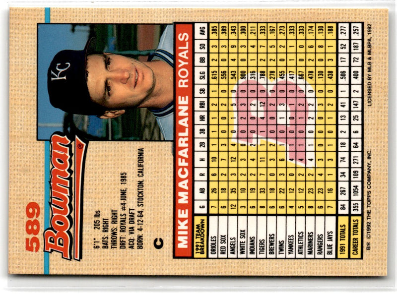 1992 Bowman Mike Macfarlane