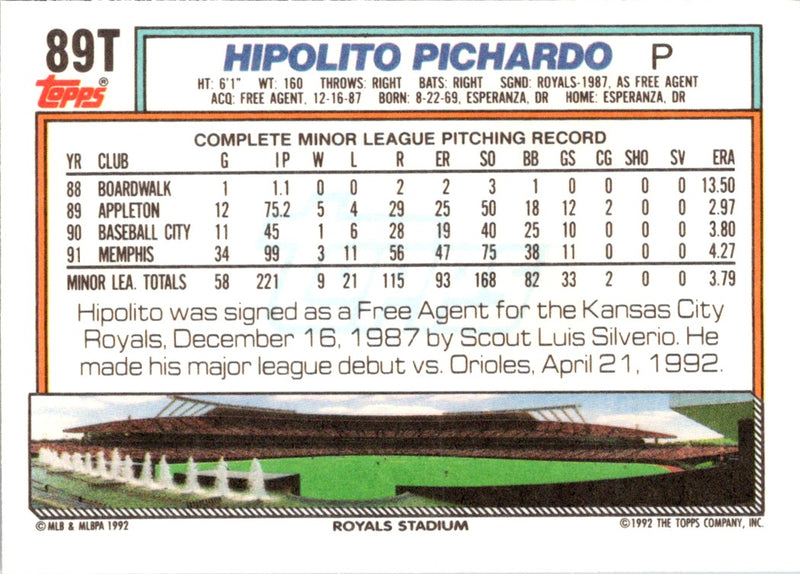 1992 Topps Traded Hipolito Pichardo