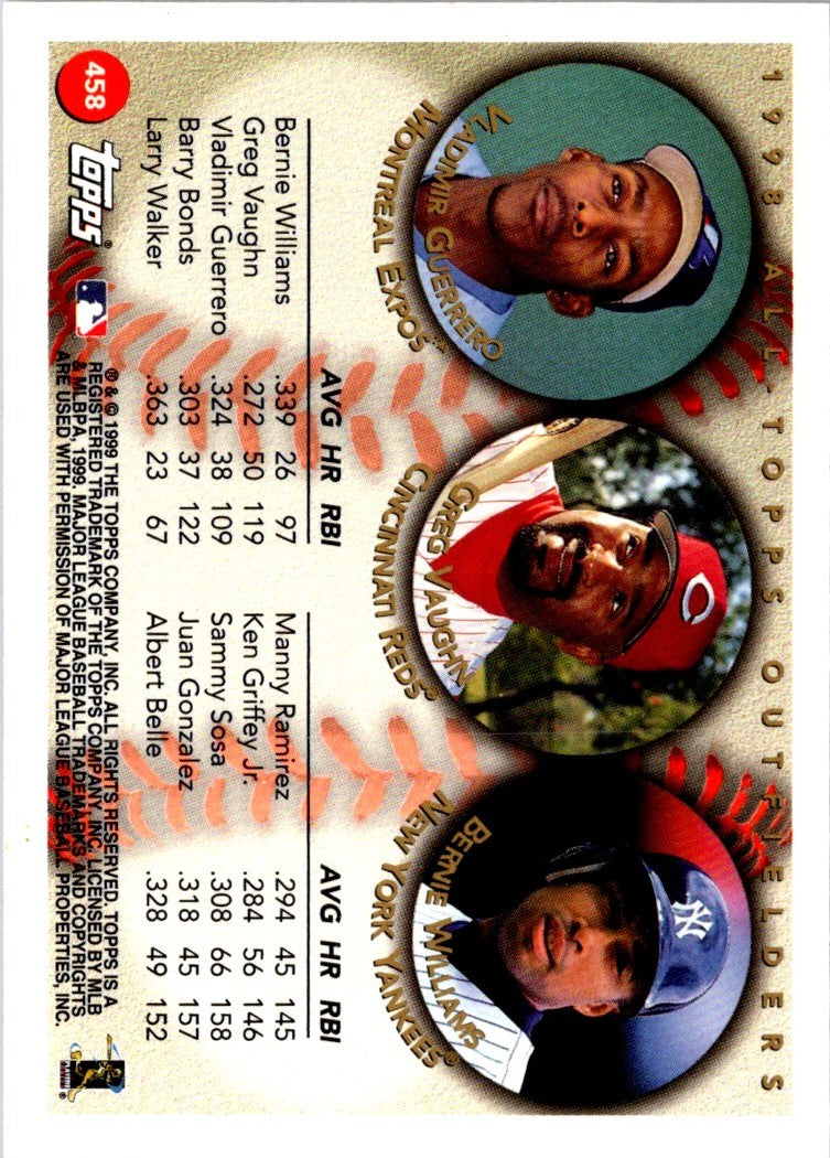 1999 Topps Vladimir Guerrero/Greg Vaughn/Bernie Williams