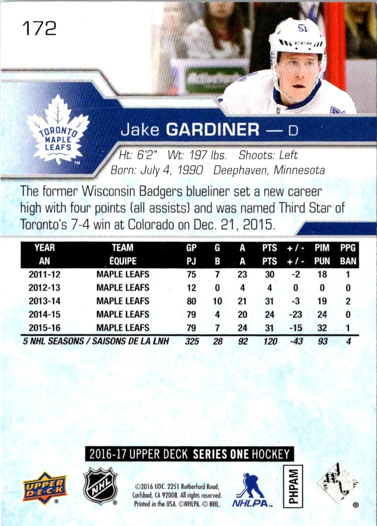 2016 Upper Deck Jake Gardiner