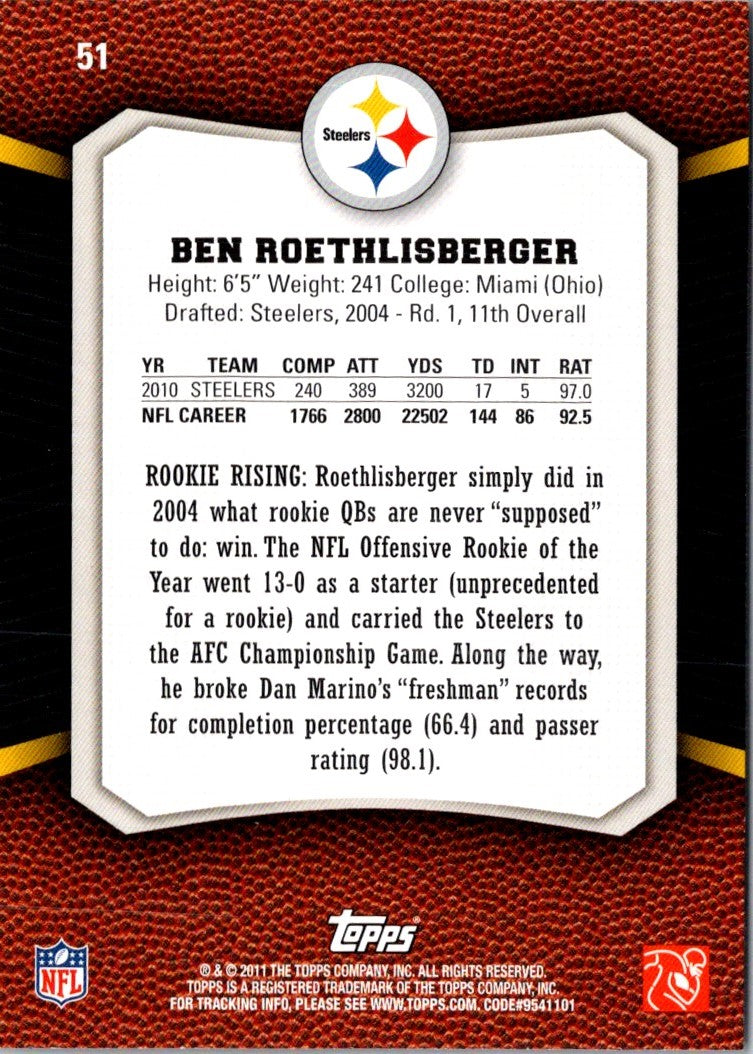 2011 Topps Rising Rookies Ben Roethlisberger