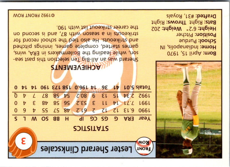 1992 Front Row Draft Picks Sherard Clinkscales
