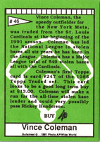 1991 Ballstreet Vince Coleman #46