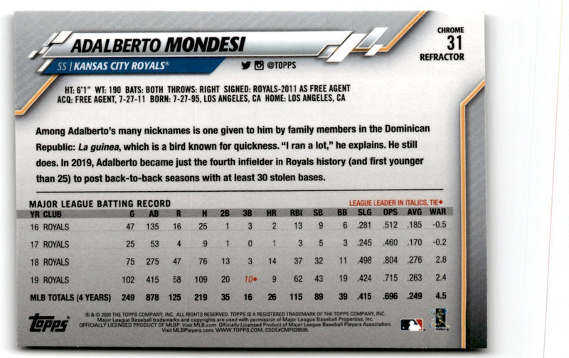 2020 Topps Chrome Adalberto Mondesi