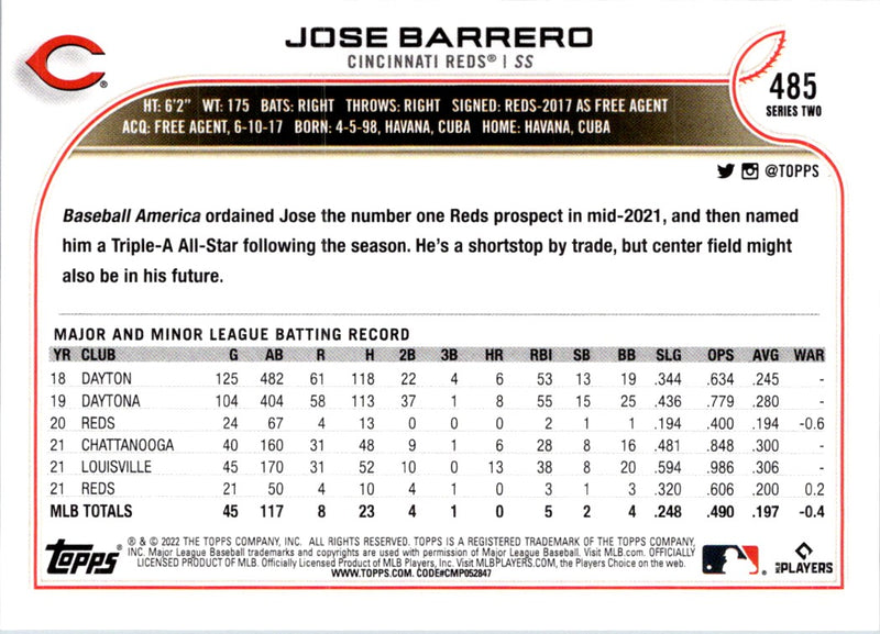 2022 Topps Jose Barrero