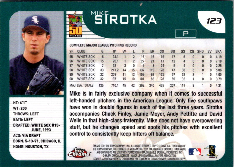 2001 Topps Chrome Mike Sirotka