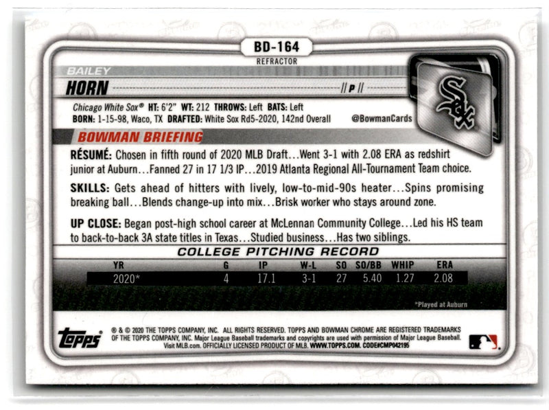 2020 Bowman Draft Chrome Bailey Horn