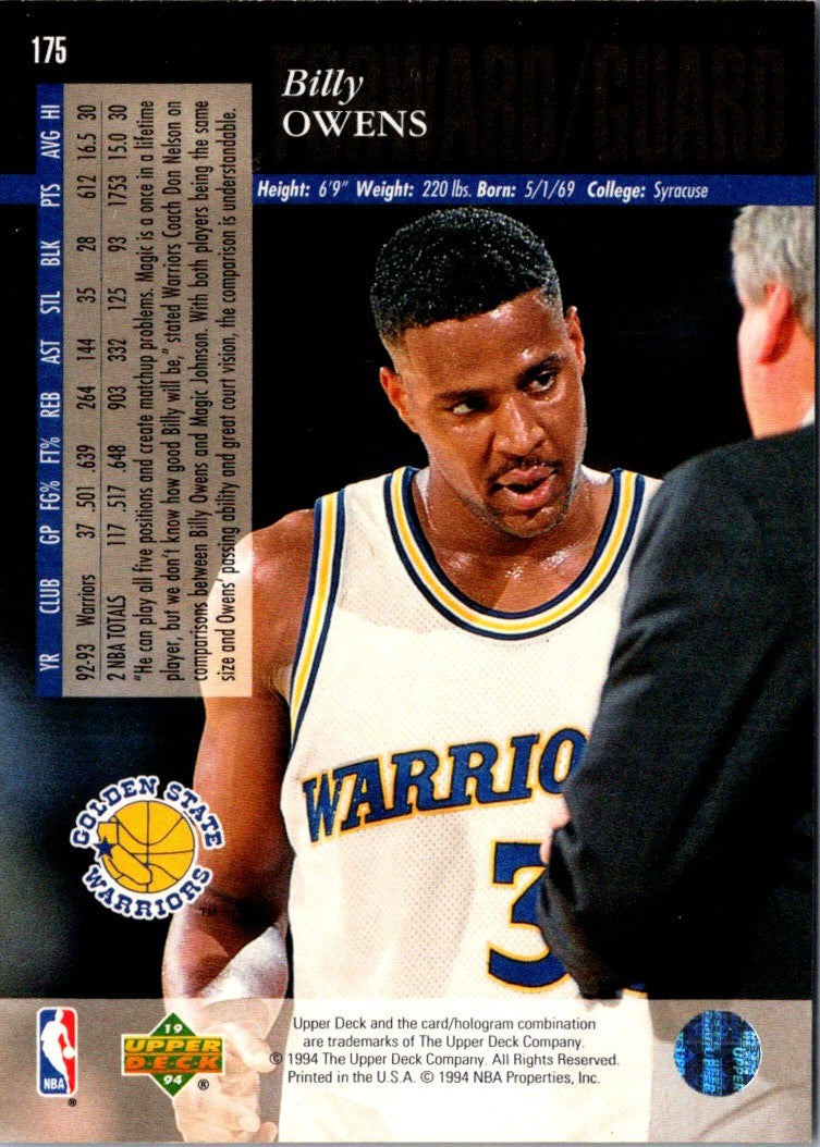 1993 Upper Deck Special Edition Billy Owens