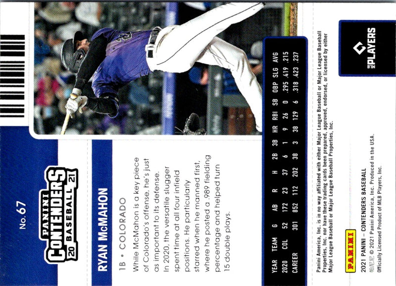 2021 Panini Contenders Blue Ryan McMahon