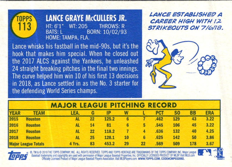 2019 Topps Heritage Lance McCullers Jr.